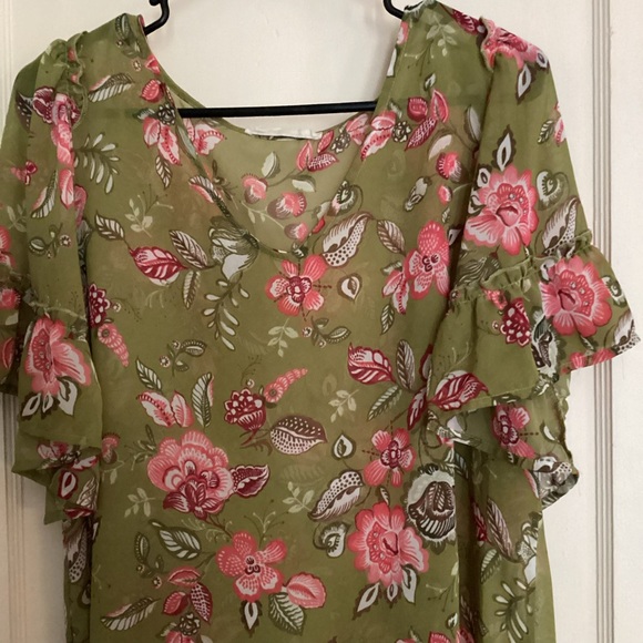Green flowered blouse - Picture 2 of 2